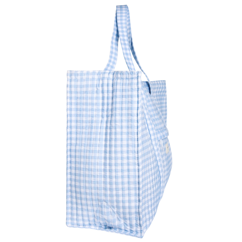 Minnow Oasis Blue Gingham Overnighter Tote