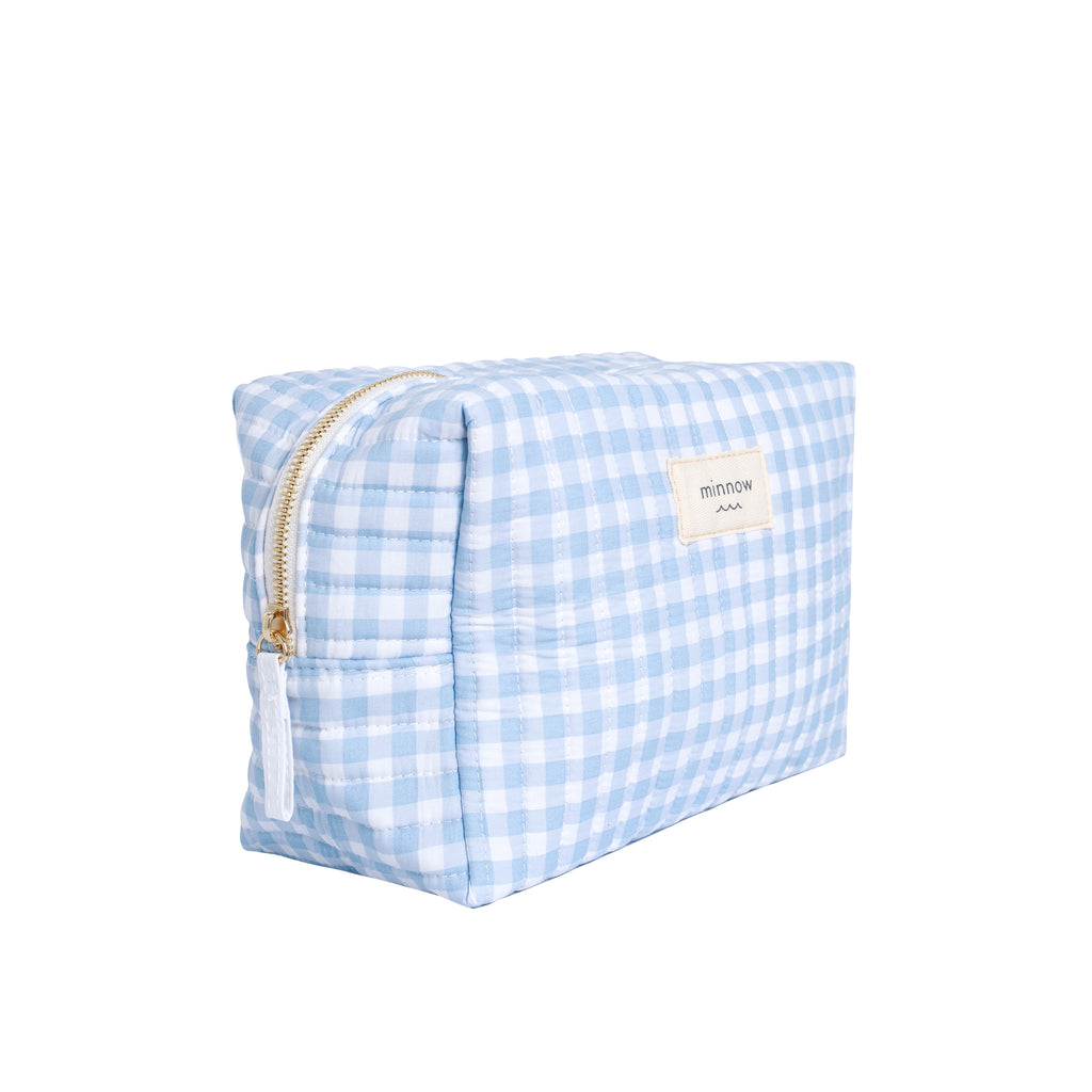 Minnow Oasis Blue Gingham Travel Pouch