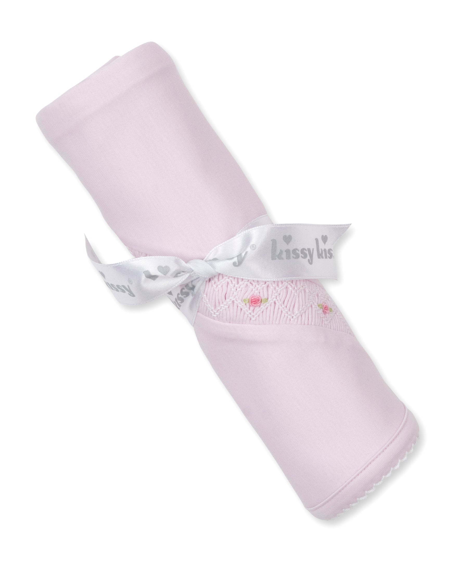 Kissy Kissy Blanket with CLB Heart Smocking, Pink