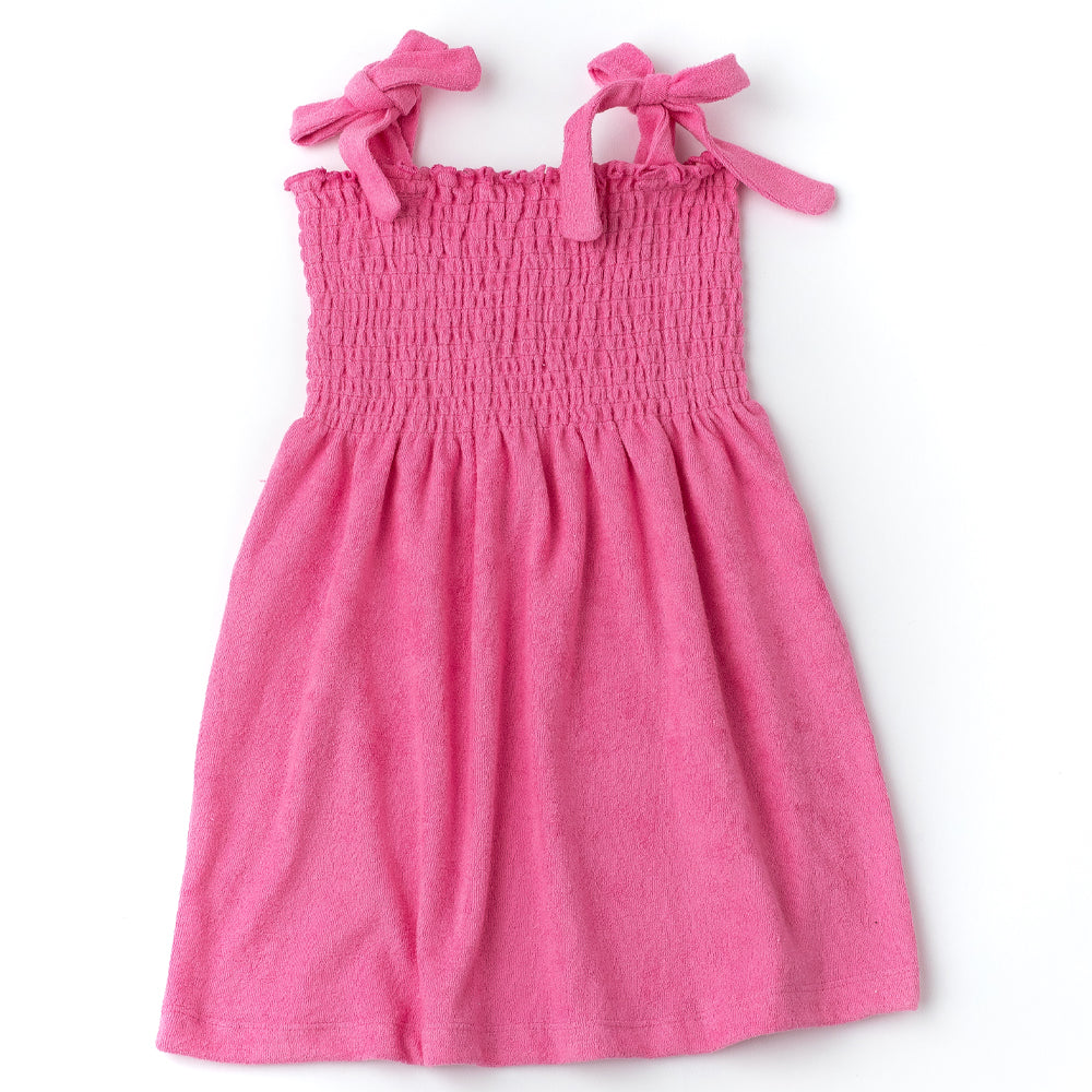 Shade Critters Pink Terry Smocked Dress