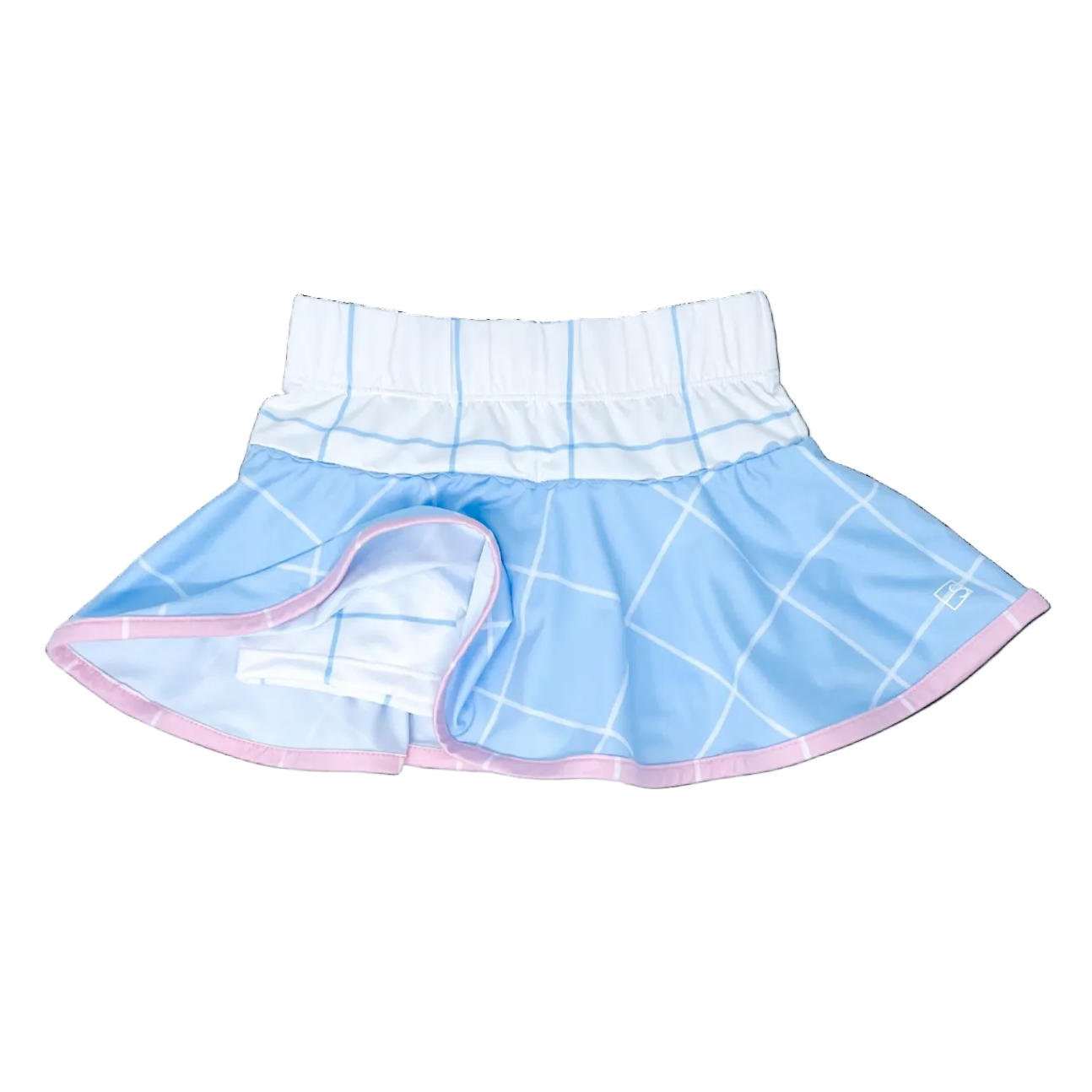 Set Athleisure Quinn Skort, Cotton Candy Blue Windowpane
