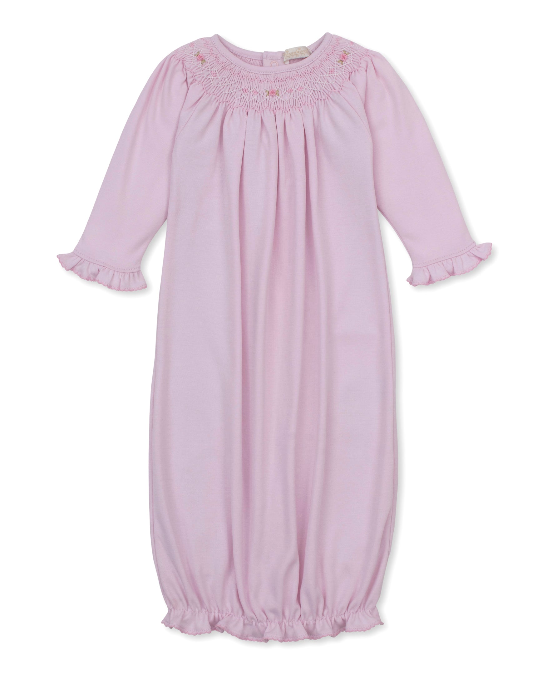 Kissy Kissy Sack with Hand Smocking & Bullion Embroidery