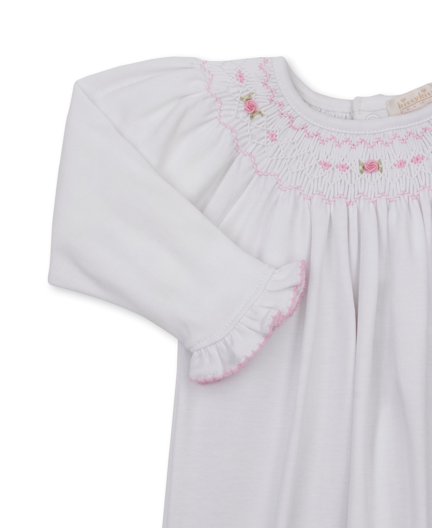 Kissy Kissy Sack with Hand Smocking & Bullion Embroidery
