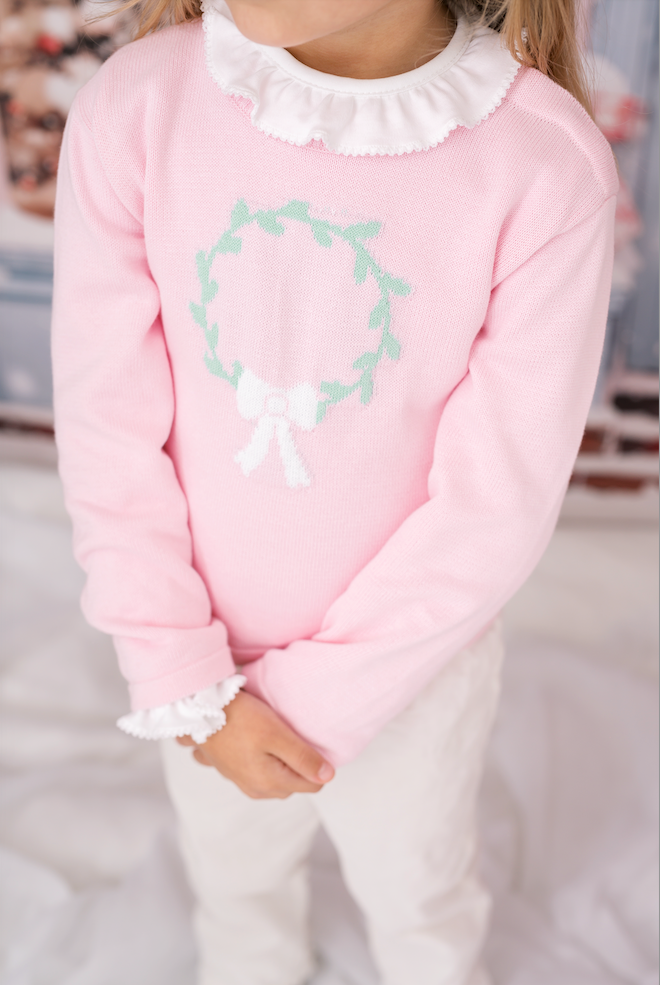 Lullaby Set Cozy Up Sweater, Wreath on Pleasant Pink