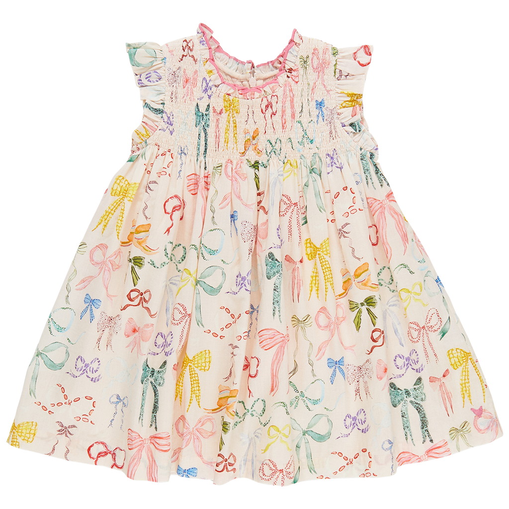 Pink Chicken Stevie Dress, Watercolor Bows