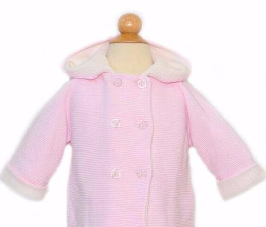A Soft Idea Cotton Double Breasted, Double Faced Seed Stitch Hoodie, Pink - shopnurseryrhymes