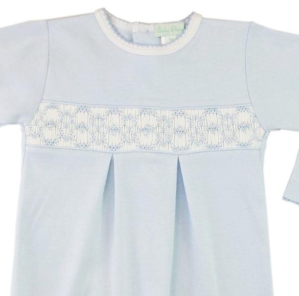 Baby Threads Blue Hand Smocked Gown - shopnurseryrhymes