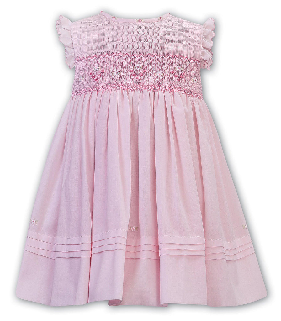 Sarah Louise Pink Smocked Dress with Embroidered Flowers - shopnurseryrhymes