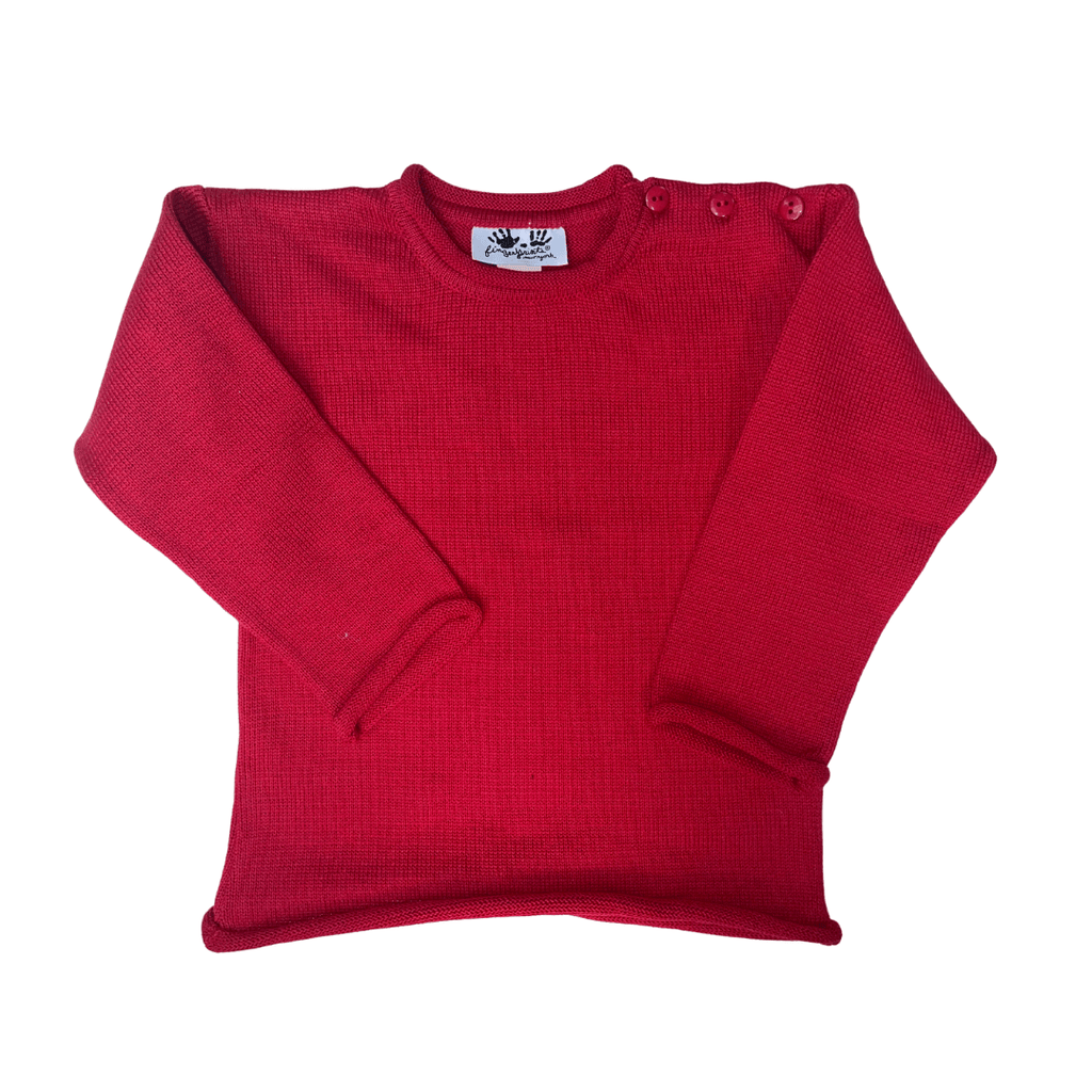 Fingerprints Rollneck Sweater, Red - shopnurseryrhymes