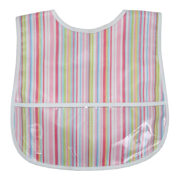 3 Martha's Laminated Bib, Pink Stripe - shopnurseryrhymes