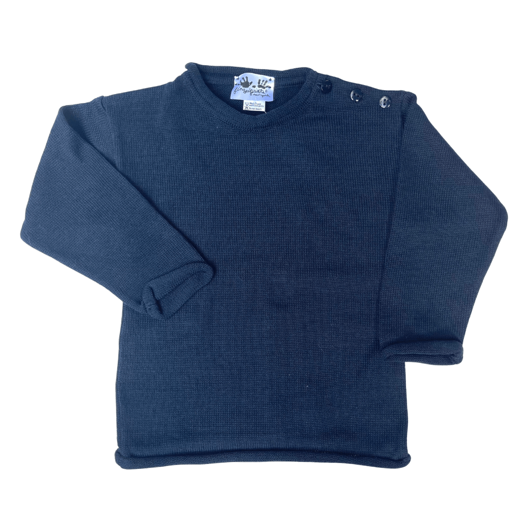 Fingerprints Rollneck Sweater, Navy - shopnurseryrhymes