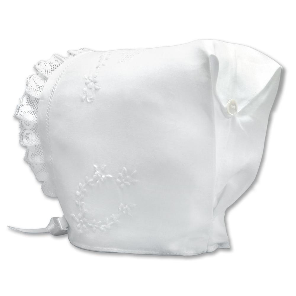 White Embroidered Clarissa Bonnet - shopnurseryrhymes