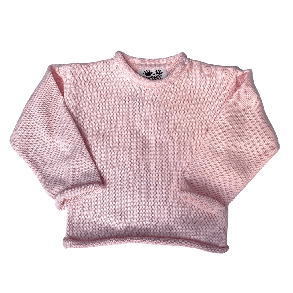 Fingerprints Rollneck Sweater, Pink - shopnurseryrhymes