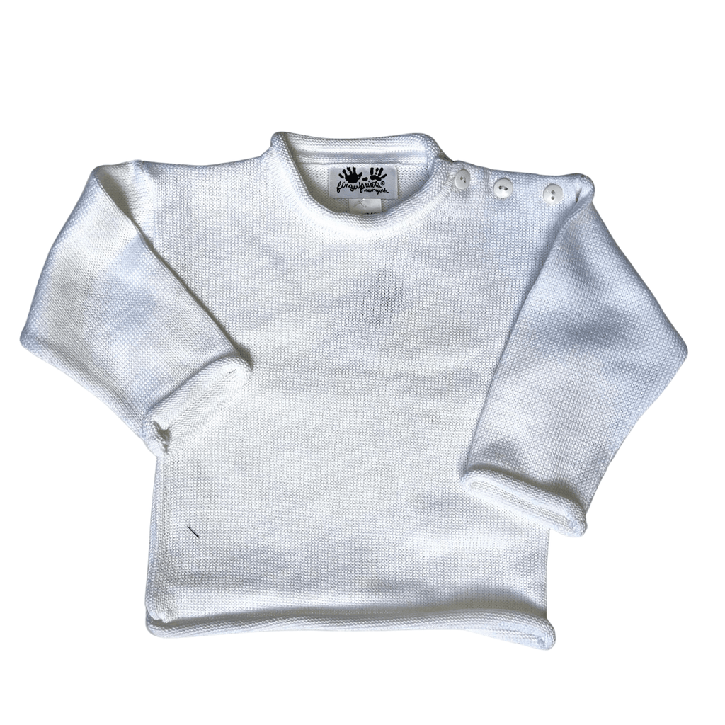 Fingerprints Rollneck Sweater, White - shopnurseryrhymes