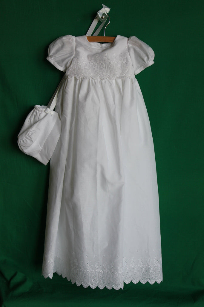 Susanne Lively Cotton Eyelet Christening Gown, White - shopnurseryrhymes