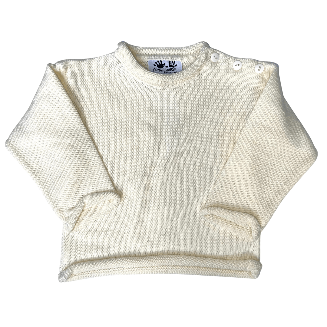 Fingerprints Rollneck Sweater, Ivory - shopnurseryrhymes