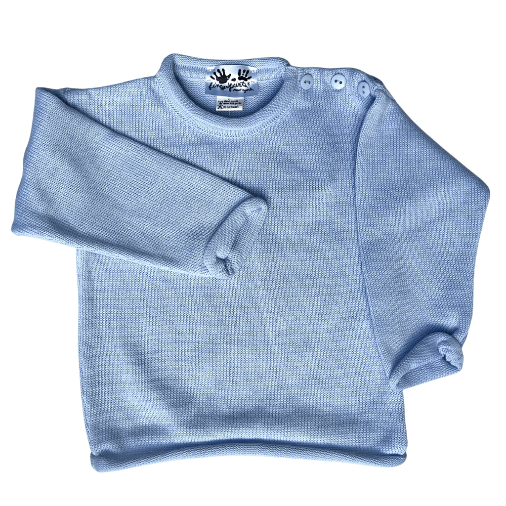 Fingerprints Rollneck Sweater, Sky Blue - shopnurseryrhymes