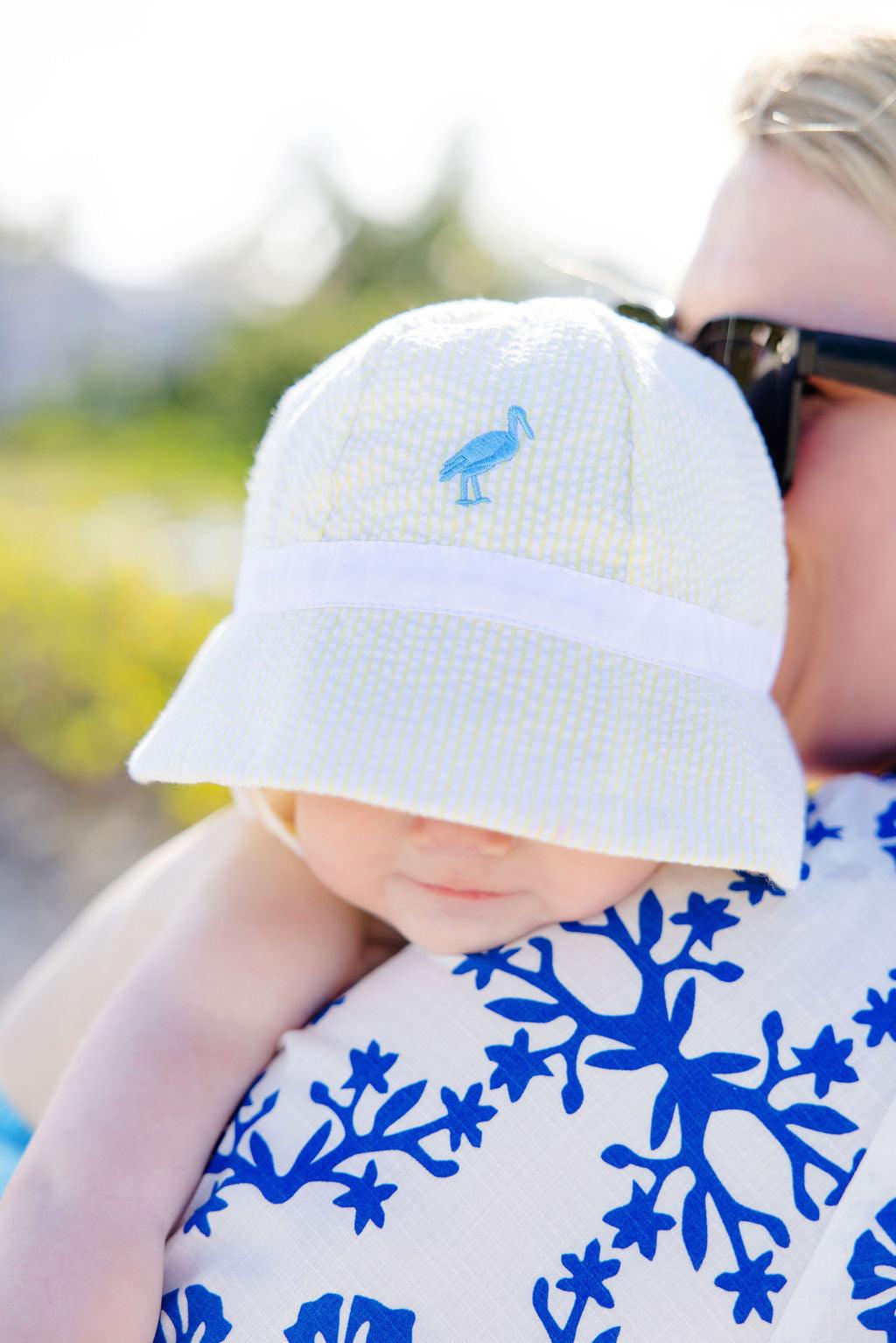 Beaufort Bonnet Henry's Boating Bucket, Seaside Sunny Yellow Seersucker - shopnurseryrhymes