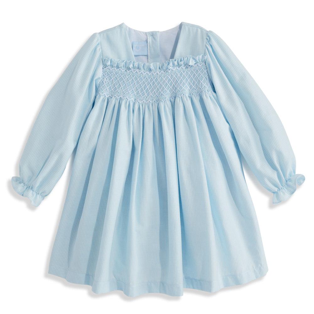 Bella Bliss Smocked Lucille Dress, Blue Stripe - shopnurseryrhymes