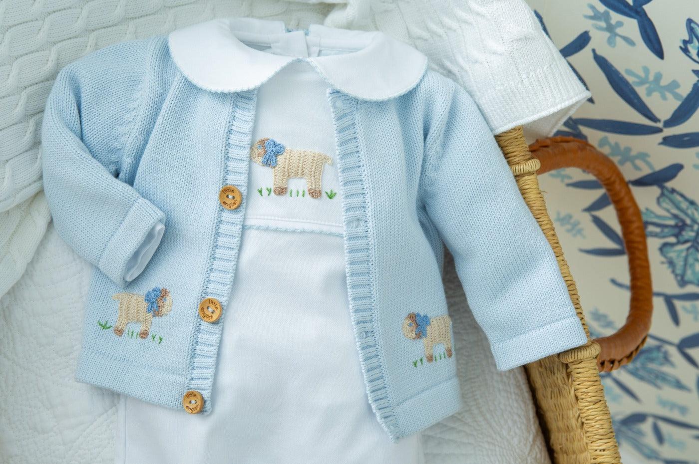 Little English Boy Sheep Crochet Playsuit - shopnurseryrhymes