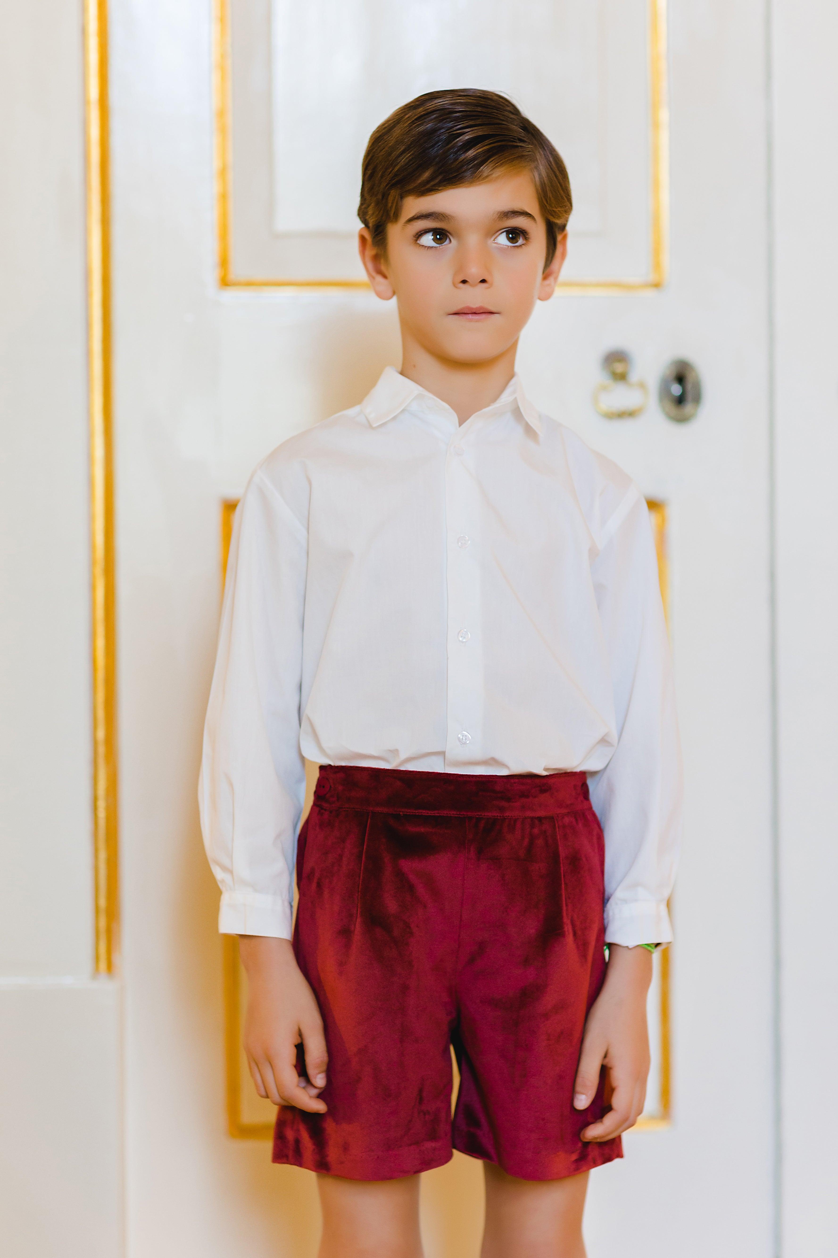 Sal & Pimenta Burgundy Velvet Shorts - shopnurseryrhymes