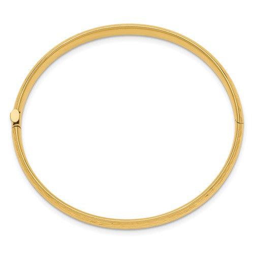 Quality Gold 14k Polished Hammered Hinged Bracelet, 4 in - shopnurseryrhymes
