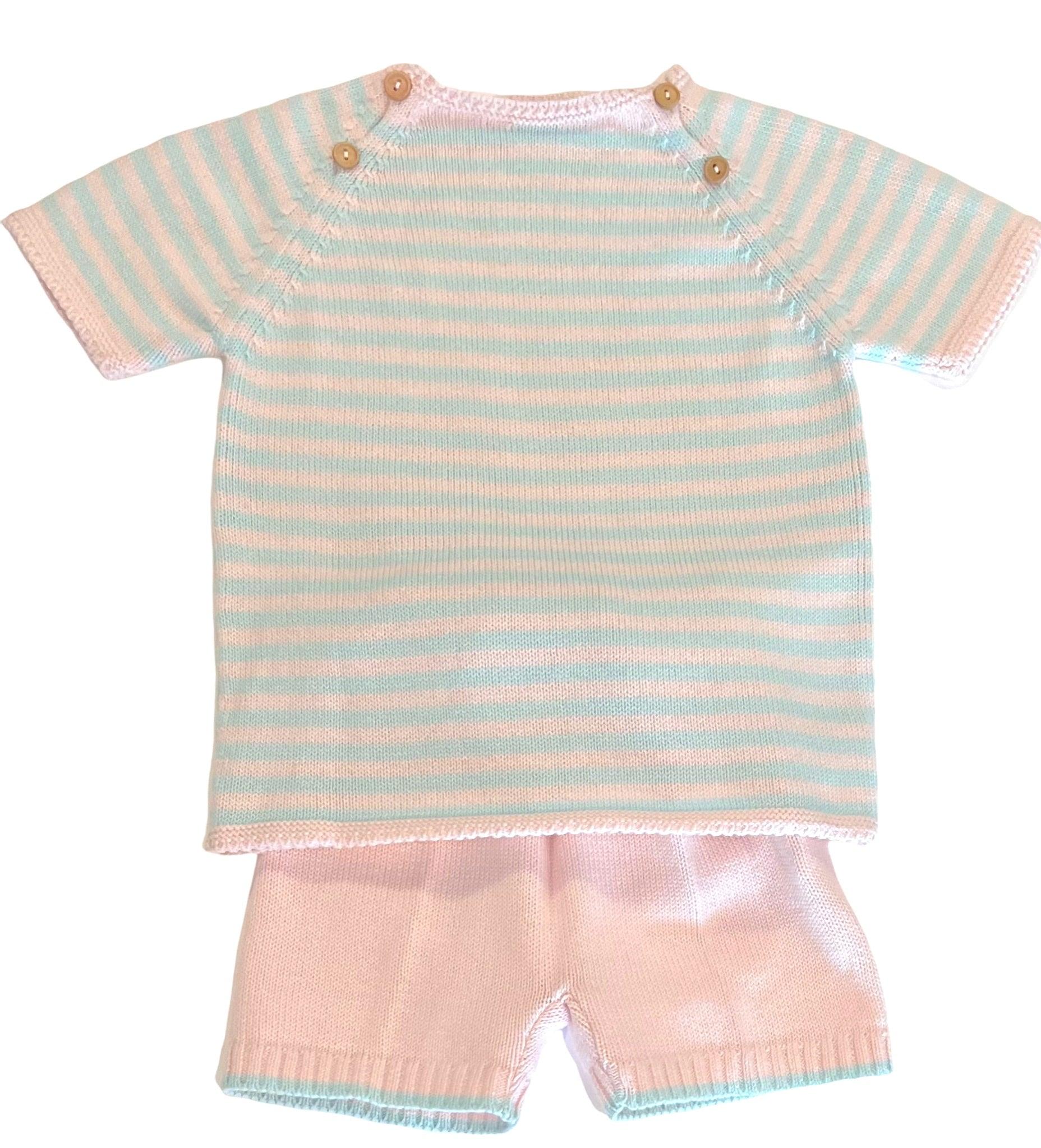 Mi Lucero Striped Sweater and Short, Pink - shopnurseryrhymes