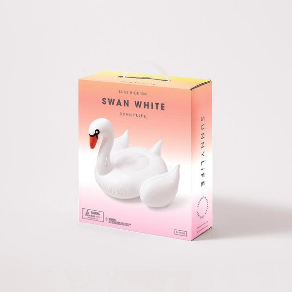 SunnyLife Luxe Ride-On Float, Swan - shopnurseryrhymes