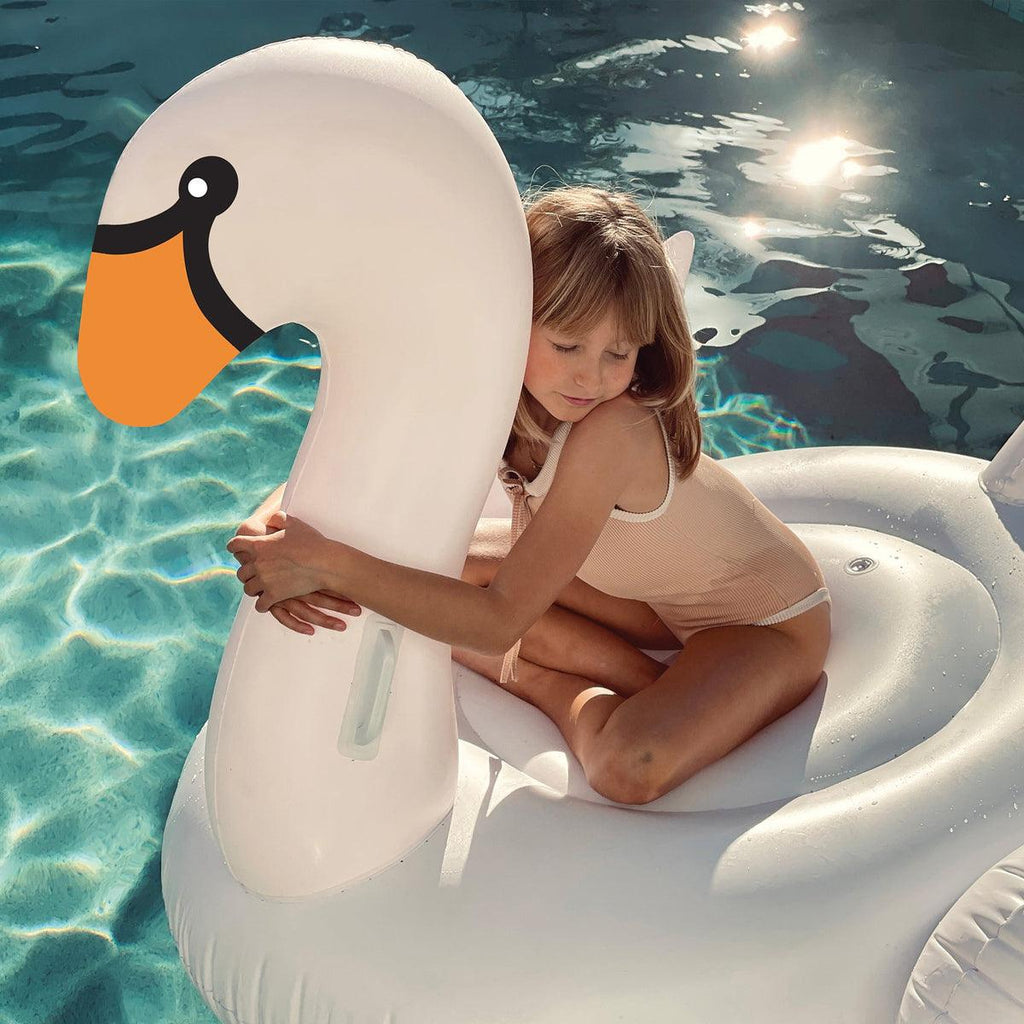 SunnyLife Luxe Ride-On Float, Swan - shopnurseryrhymes