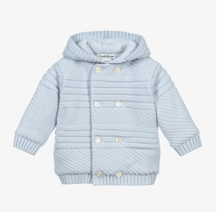 Sarah Louise Blue Knit Hooded Coat - shopnurseryrhymes