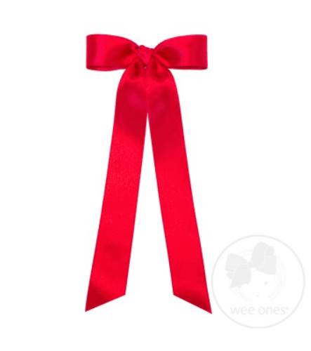 Wee Ones Mini French Satin Bowtie with Streamer Tails - shopnurseryrhymes