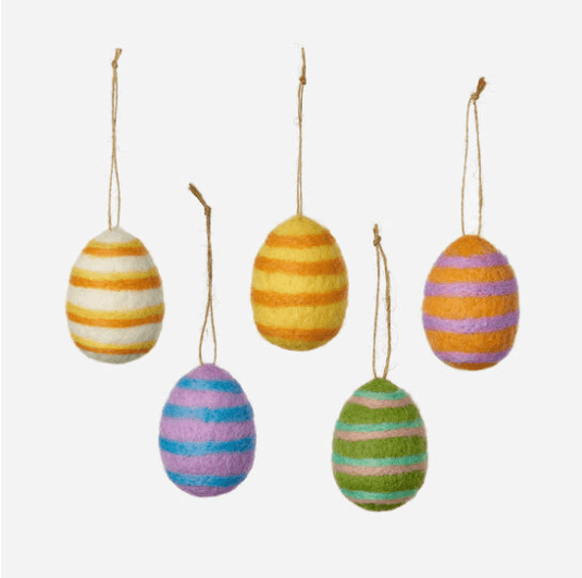 One Hundred 80 Degrees Striped Wool Egg Ornament - shopnurseryrhymes