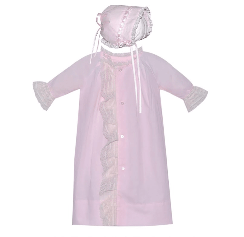Baby Sen Pink Finn Daygown with Bonnet - shopnurseryrhymes