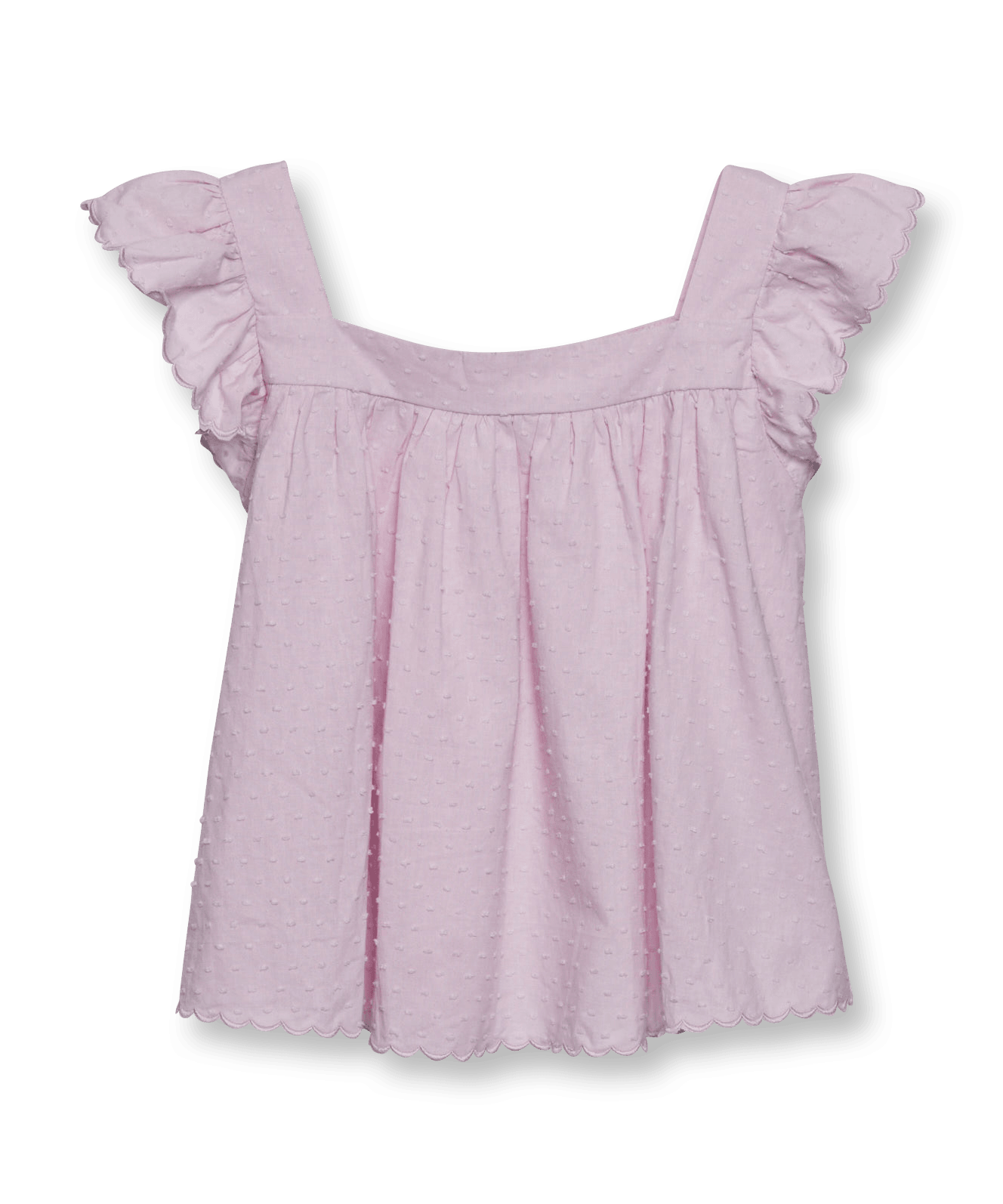 Siaomimi Ruffle Peasant Top, Petal Swiss Dot - shopnurseryrhymes