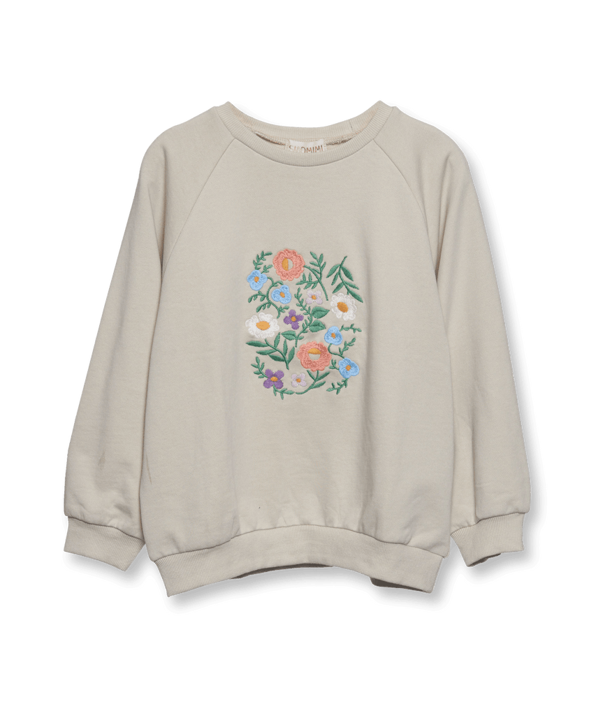 Siaomimi Floral Embroidery Sweatshirt, Oat