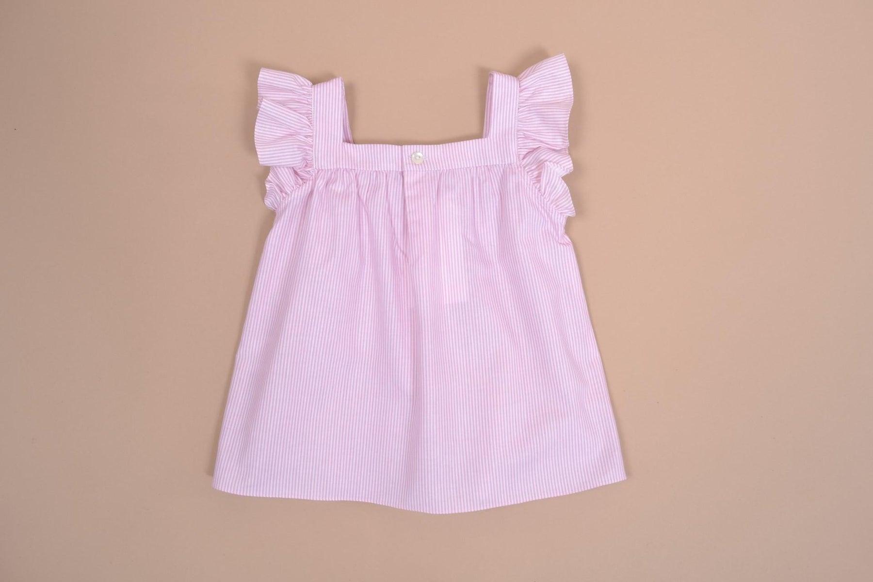 Kidiwi Dianella Blouse with Sandra Shorts, Pink & White - shopnurseryrhymes