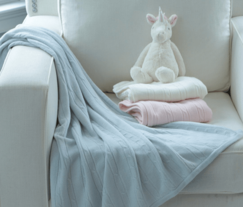 A Soft Idea Cashmere-like Cable Knit Pink Blanket 30x40