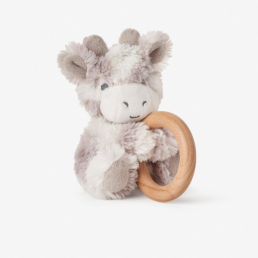 Elegant Baby Plush Giraffe Wooden Ring Rattle - shopnurseryrhymes