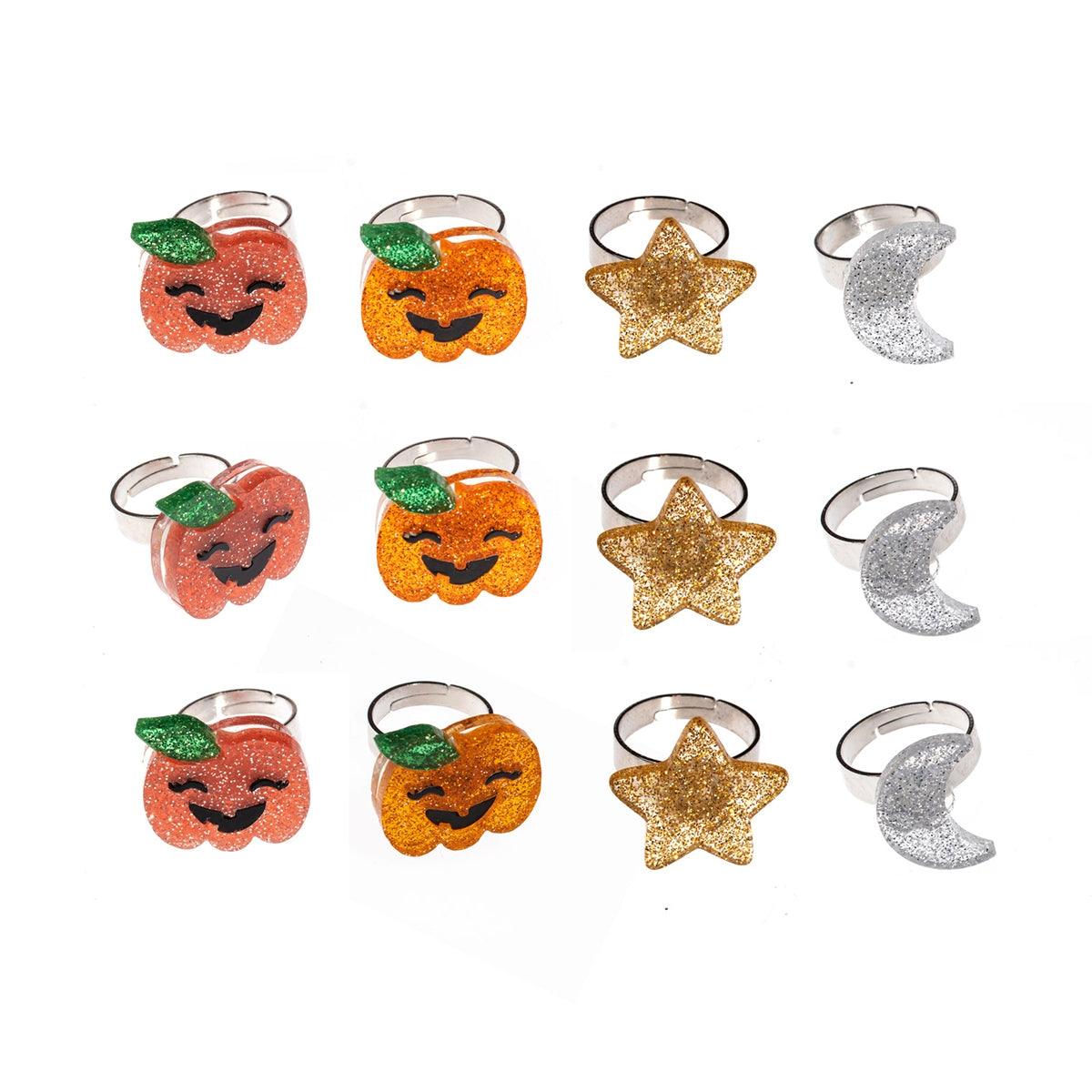 Lilies & Roses Pumpkin Halloween Orange Glitter Rings - shopnurseryrhymes