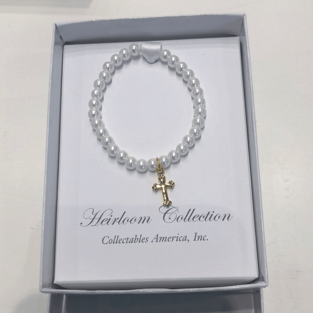 Collectables America Heirloom Pearl Bracelet w/Gold Cross - shopnurseryrhymes