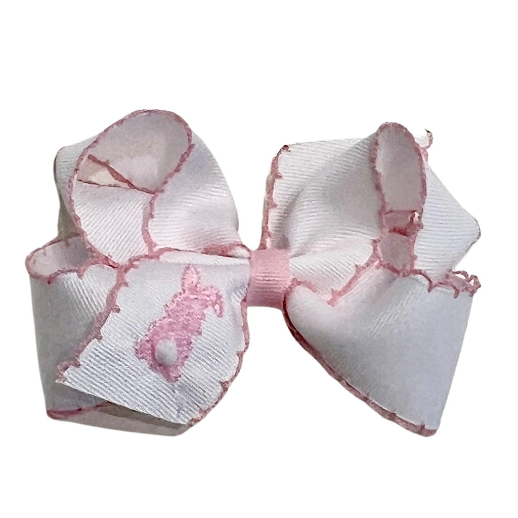 Wee Ones Medium Embroidered Easter Bunny Bow with Moonstitching - shopnurseryrhymes