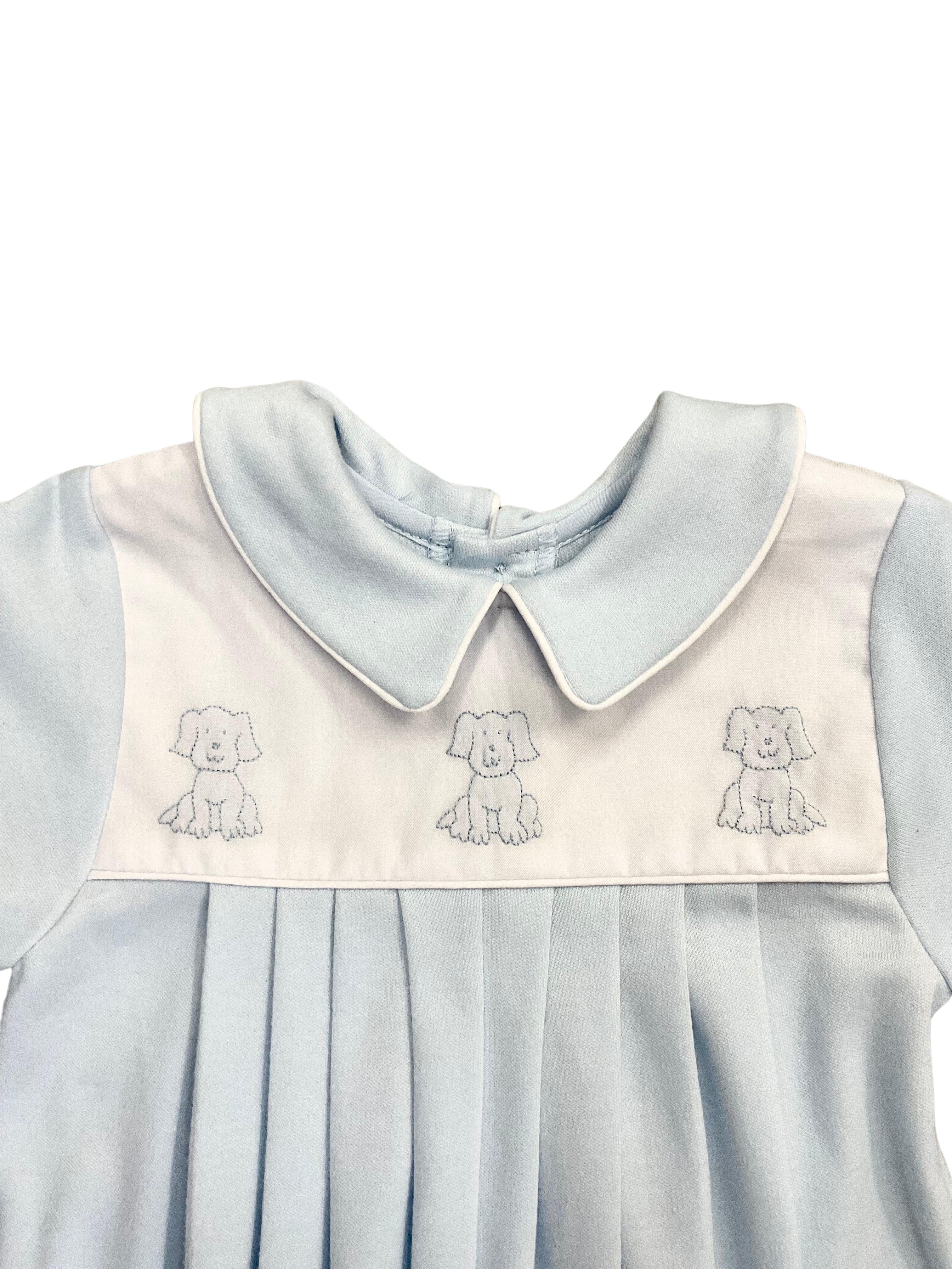 Auraluz Blue Knit Puppy Longall with Collar - shopnurseryrhymes