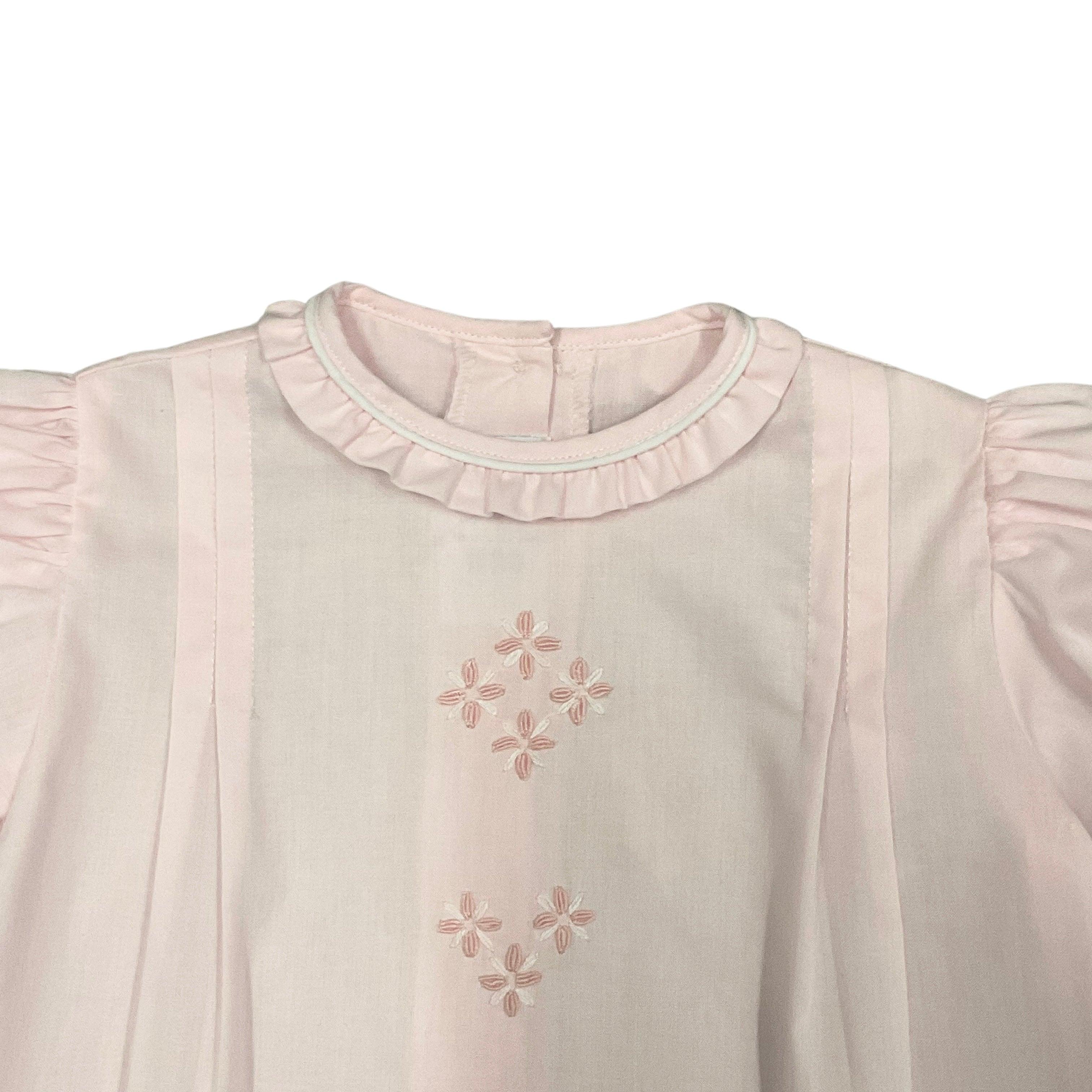 Auraluz Pink Cotton Daygown with Rosebuds - shopnurseryrhymes