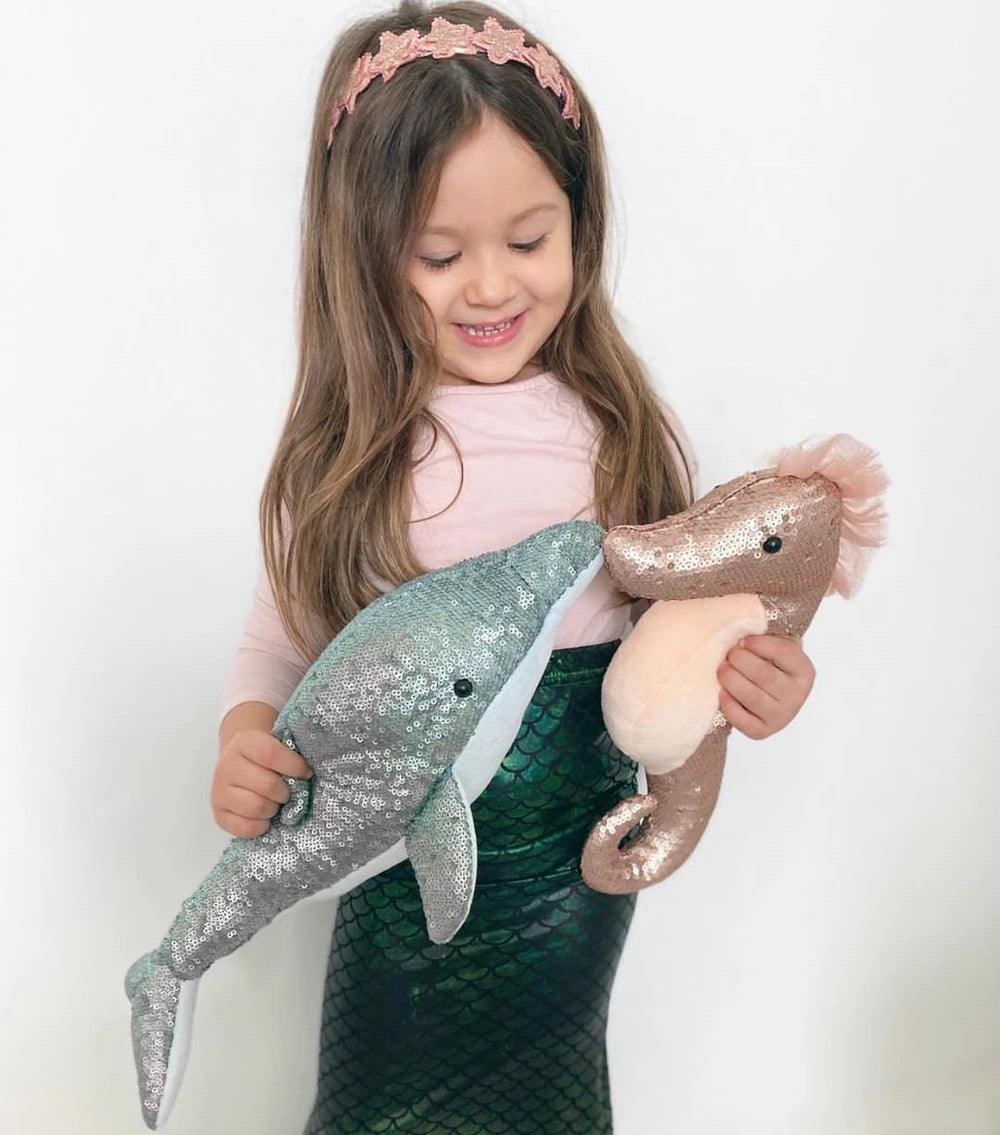 Mon Ami SEQUIN SENSATION DOLPHIN STUFFED ANIMAL - shopnurseryrhymes