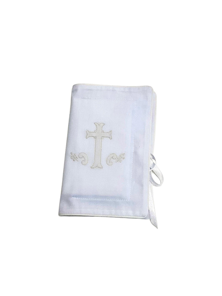 Auraluz White Covered Bible with Ecru Embroidery