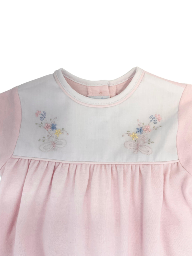 Auraluz Pink Knit Floral Bouquet Sack Gown - shopnurseryrhymes