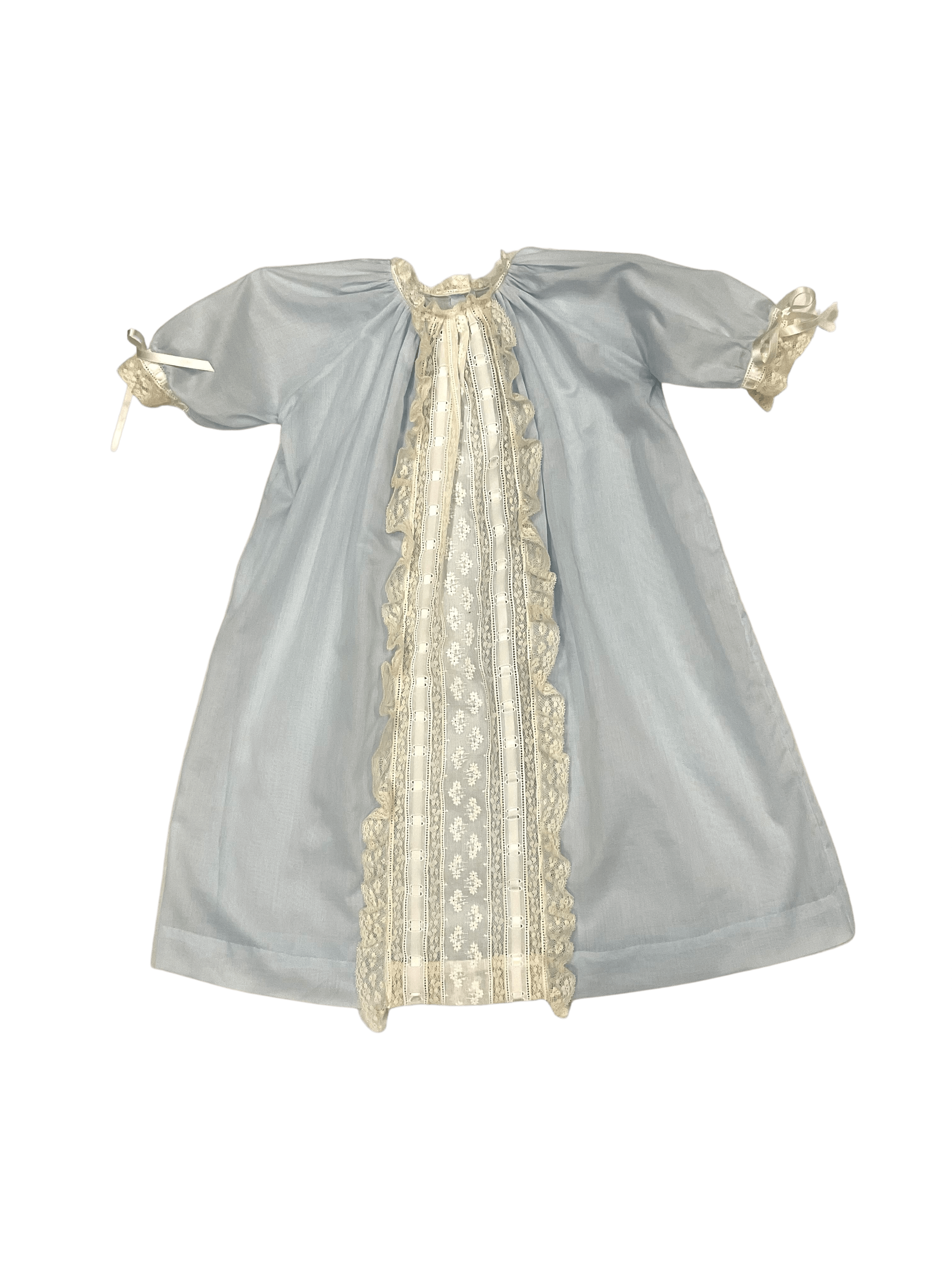 Blue Heirloom Daygown with Center Panel Ecru Lace - shopnurseryrhymes