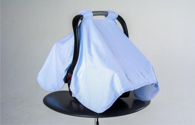 Blue Pique Car Seat Canopy - shopnurseryrhymes