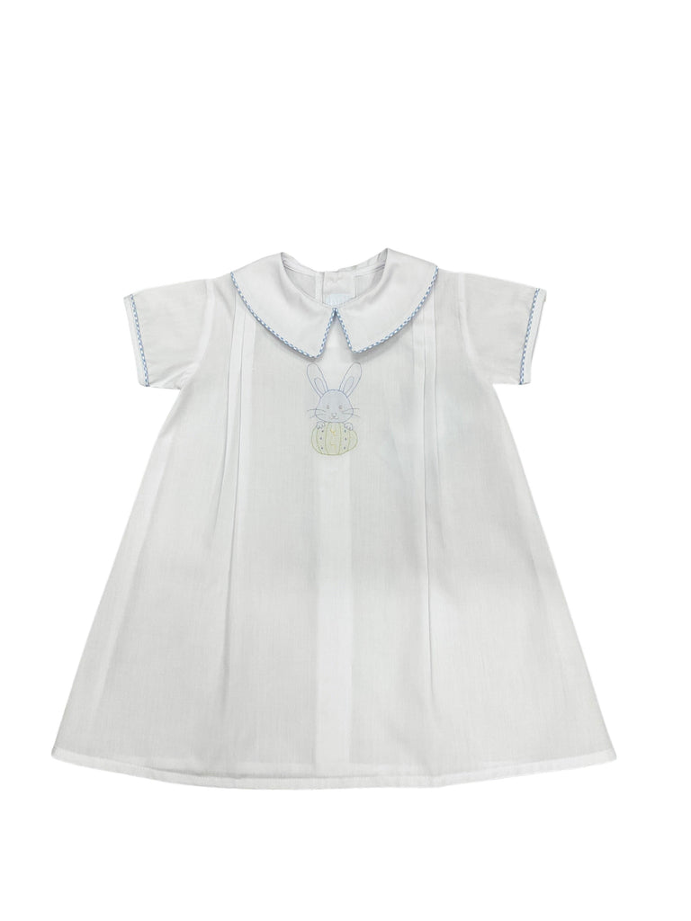 Auraluz Blue Check Daygown with Bunny Embroidery - shopnurseryrhymes