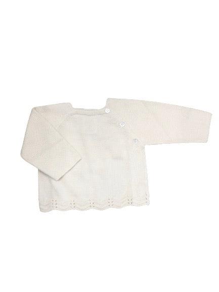 Cuclie Baby Peacock Sweater in Ivory - shopnurseryrhymes